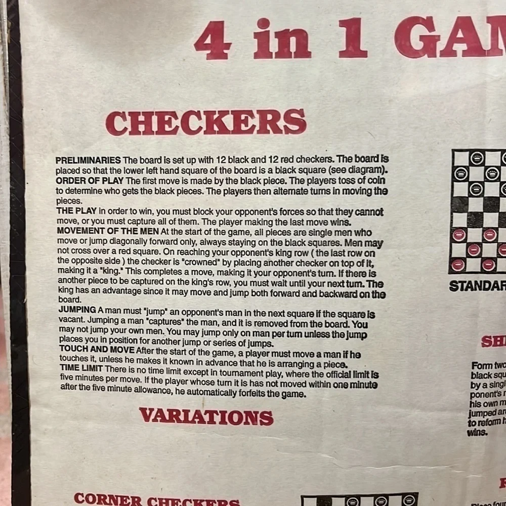 Vintage 97 Floor Game 4 in 1 Game Tile